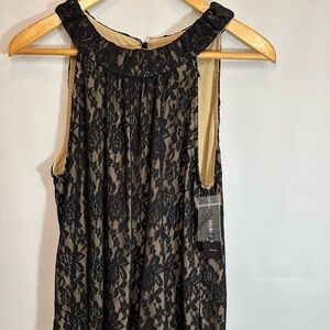 Style & Co Womens Blouse M Lace Floral Sleeveless High Neck Layered Lined Gothic
